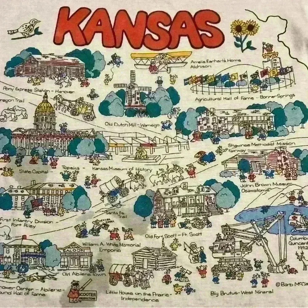 Vintage single stitched 1988 Kansas tourist T-shirt